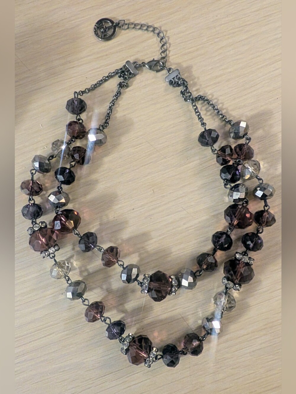Vintage 1950s Crown Trifari Double Strand Faceted Bead Necklace